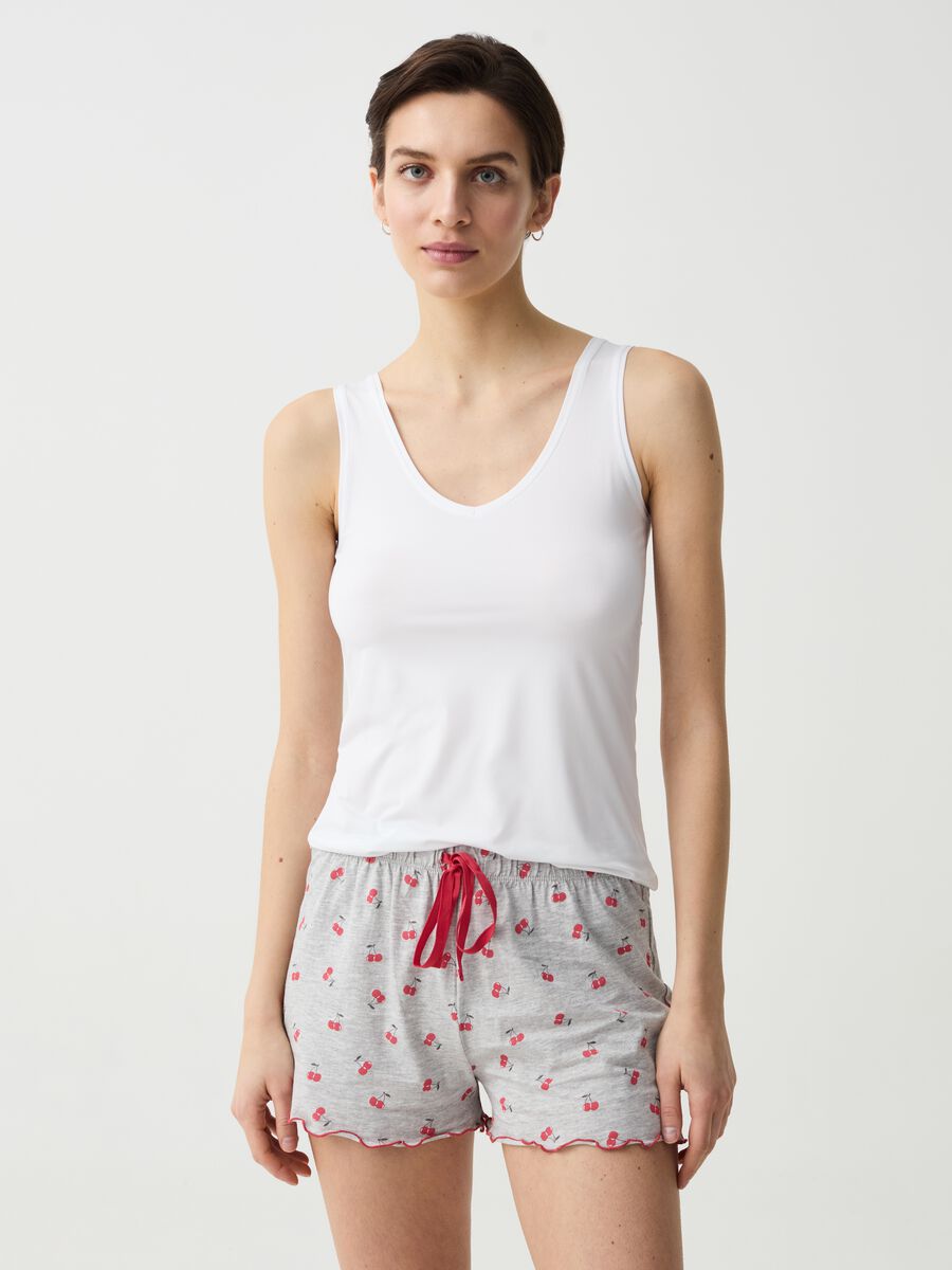 Shorts pijama con estampado cerezas_0