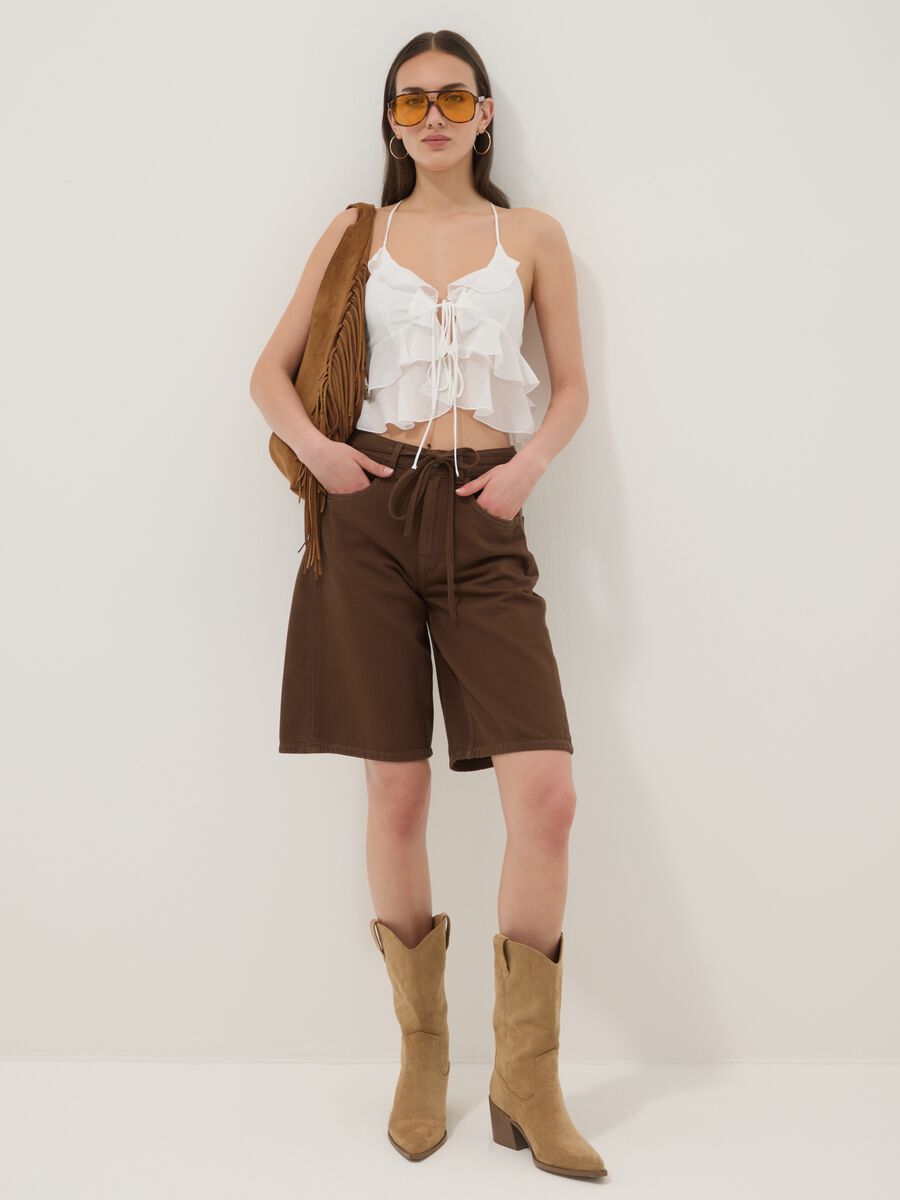 White ruffle top with thin straps_2