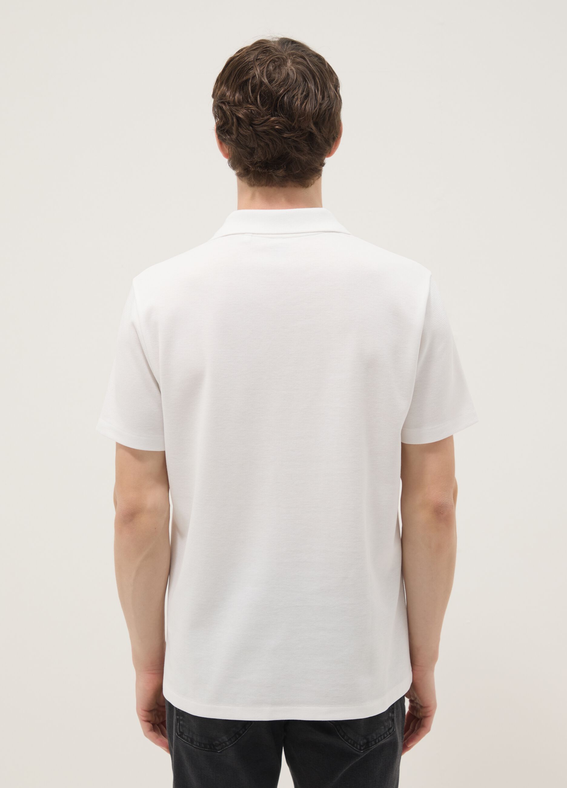 White stretch cotton polo shirt