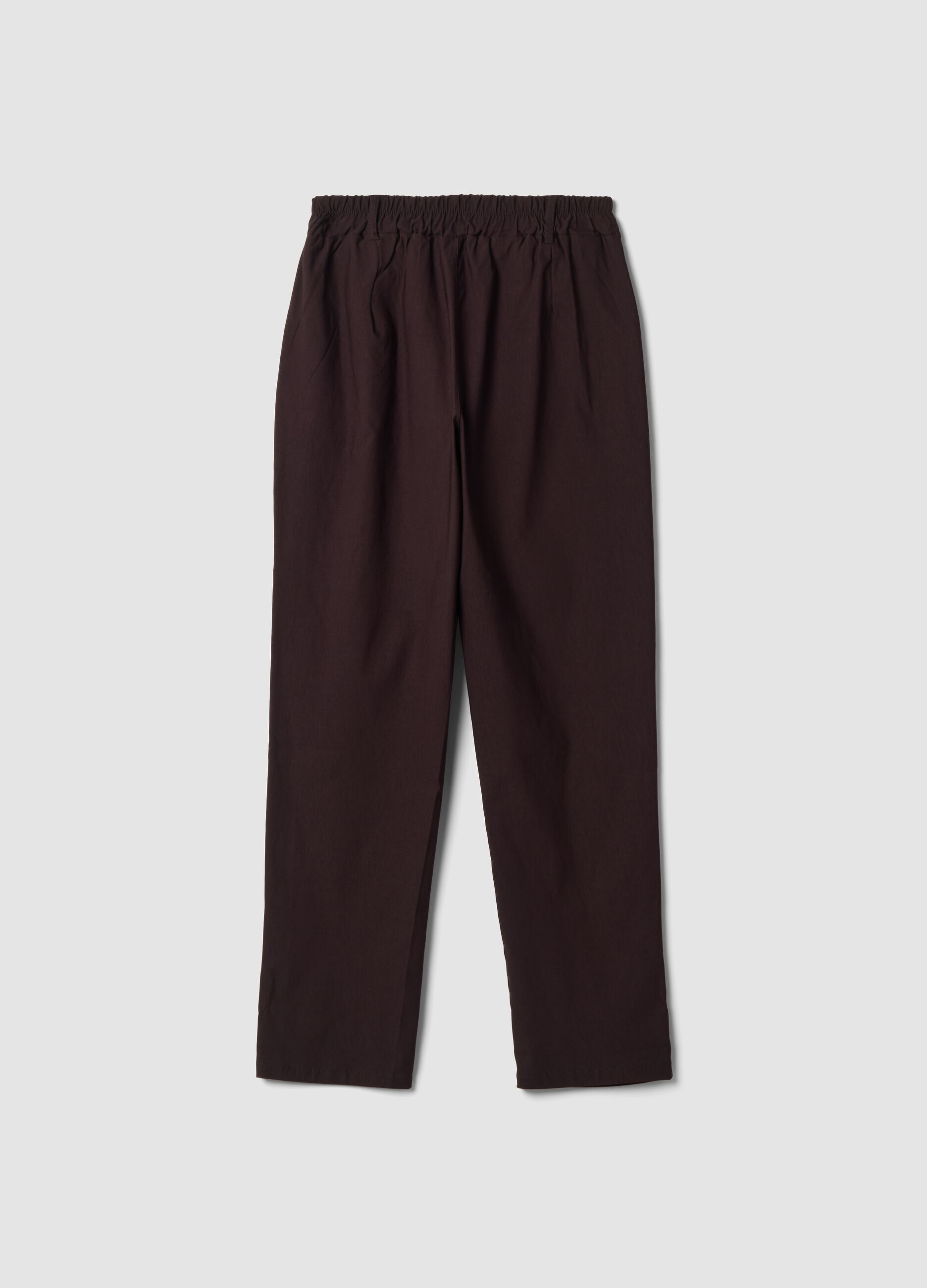 Dark brown regular-fit stretch viscose trousers