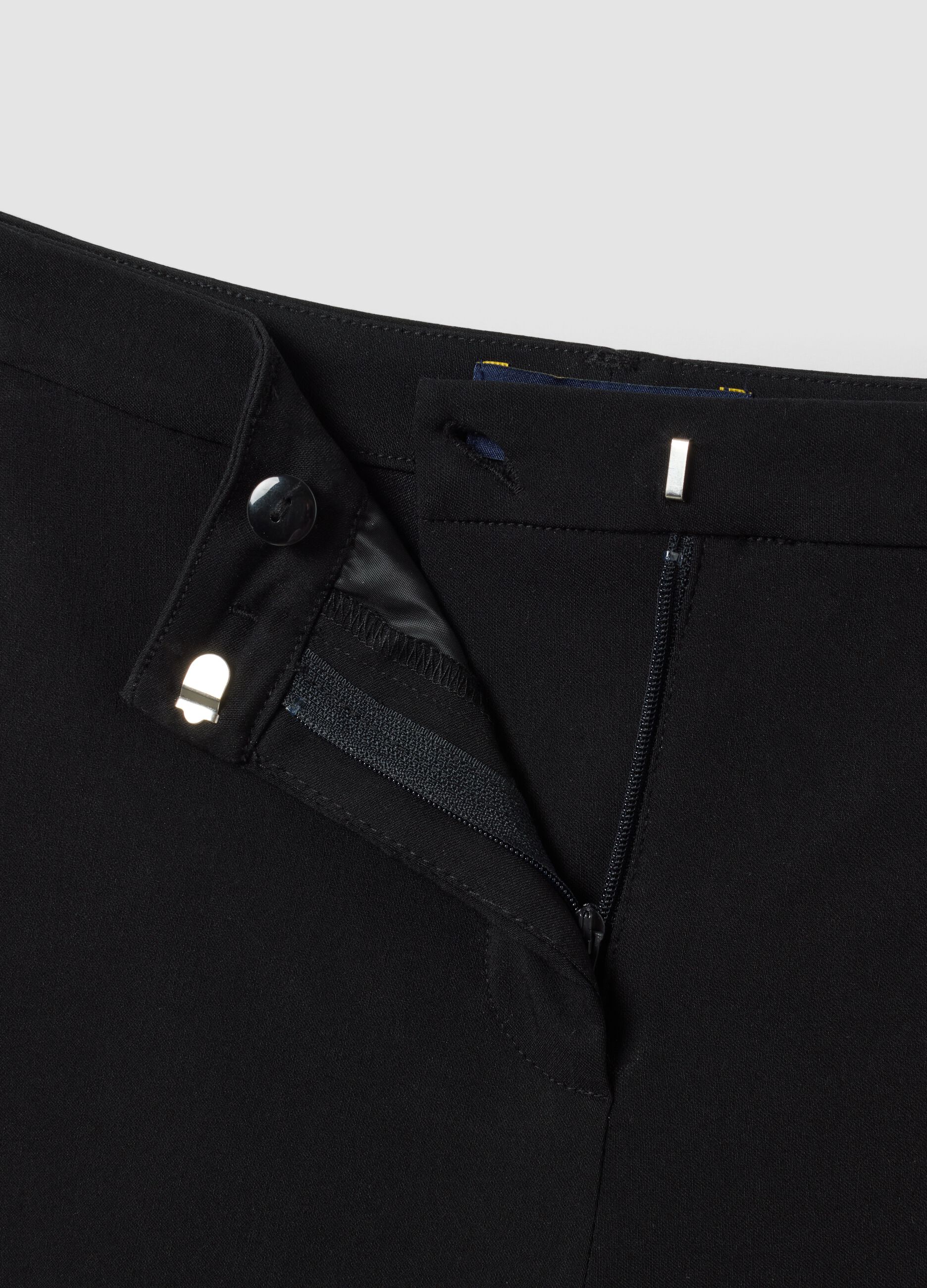 Black stretch viscose slim-fit chino trousers