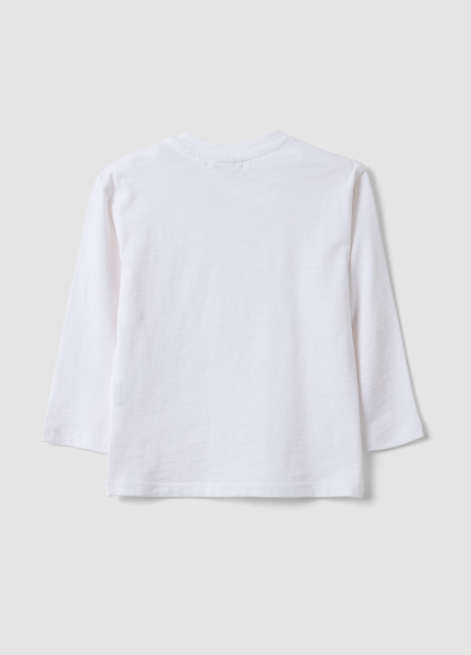 White oversized pure organic cotton T-shirt with chest pocket for boys