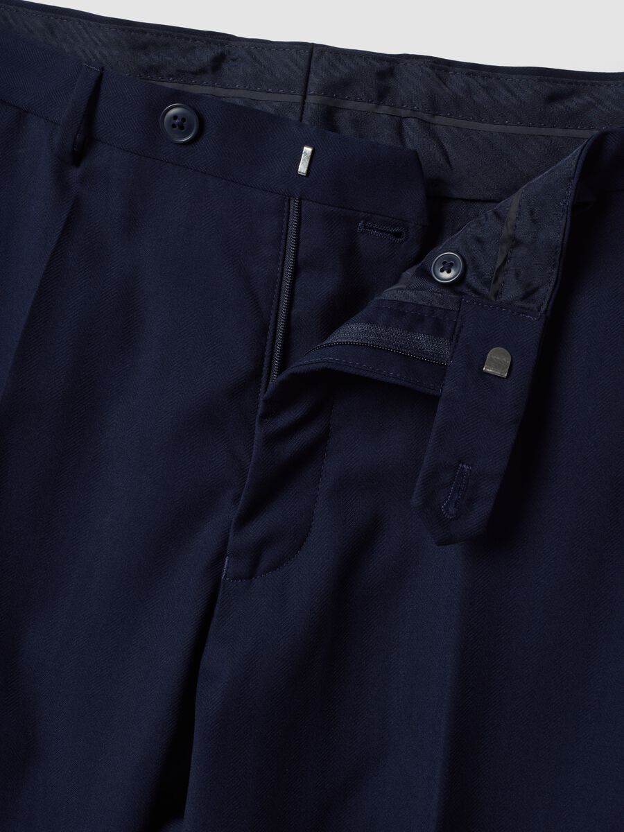 Blue slim-fit stretch viscose trousers_1