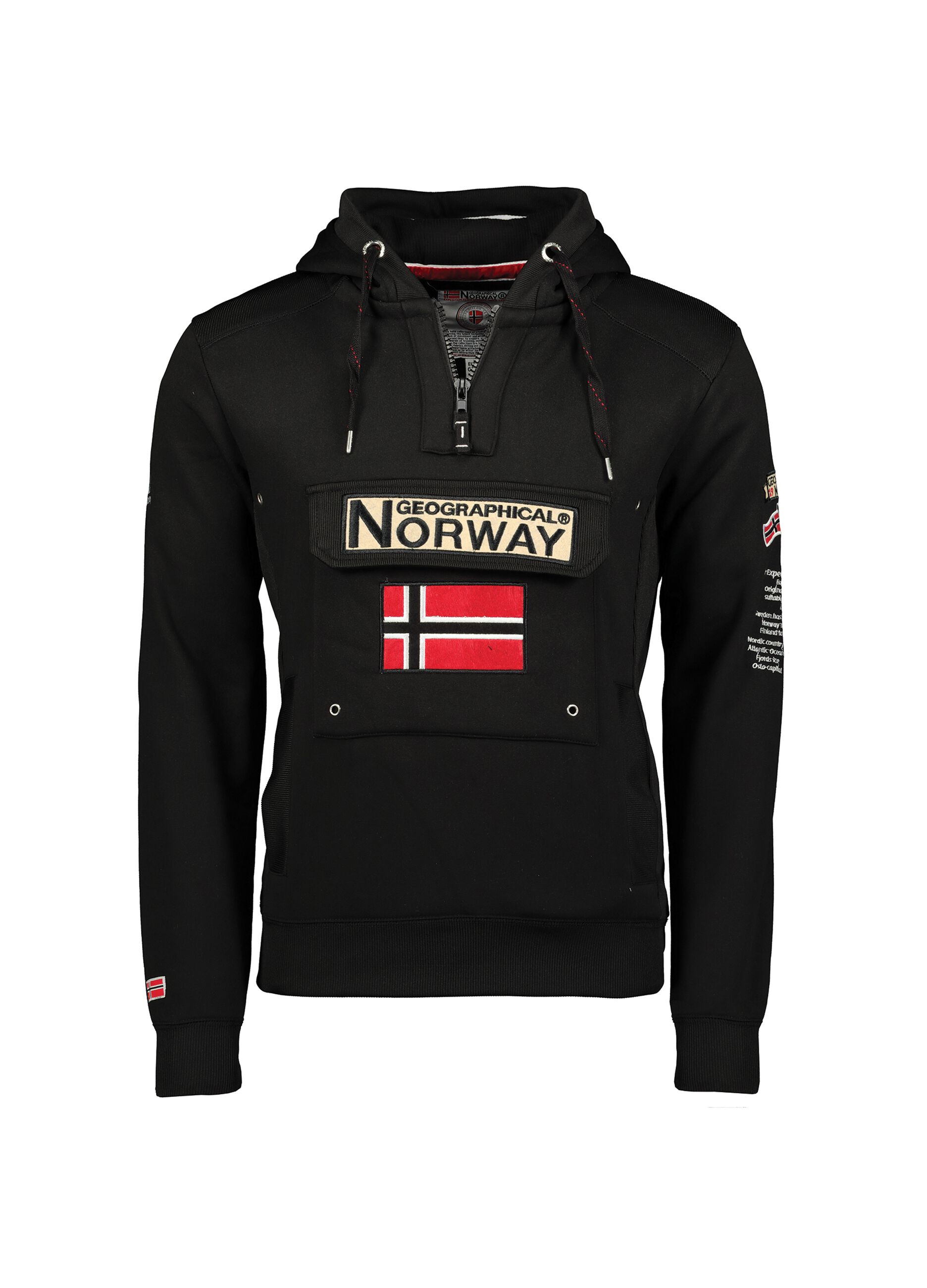 Geographical Norway Men Half-Zip-Hoodie with chest pocket black