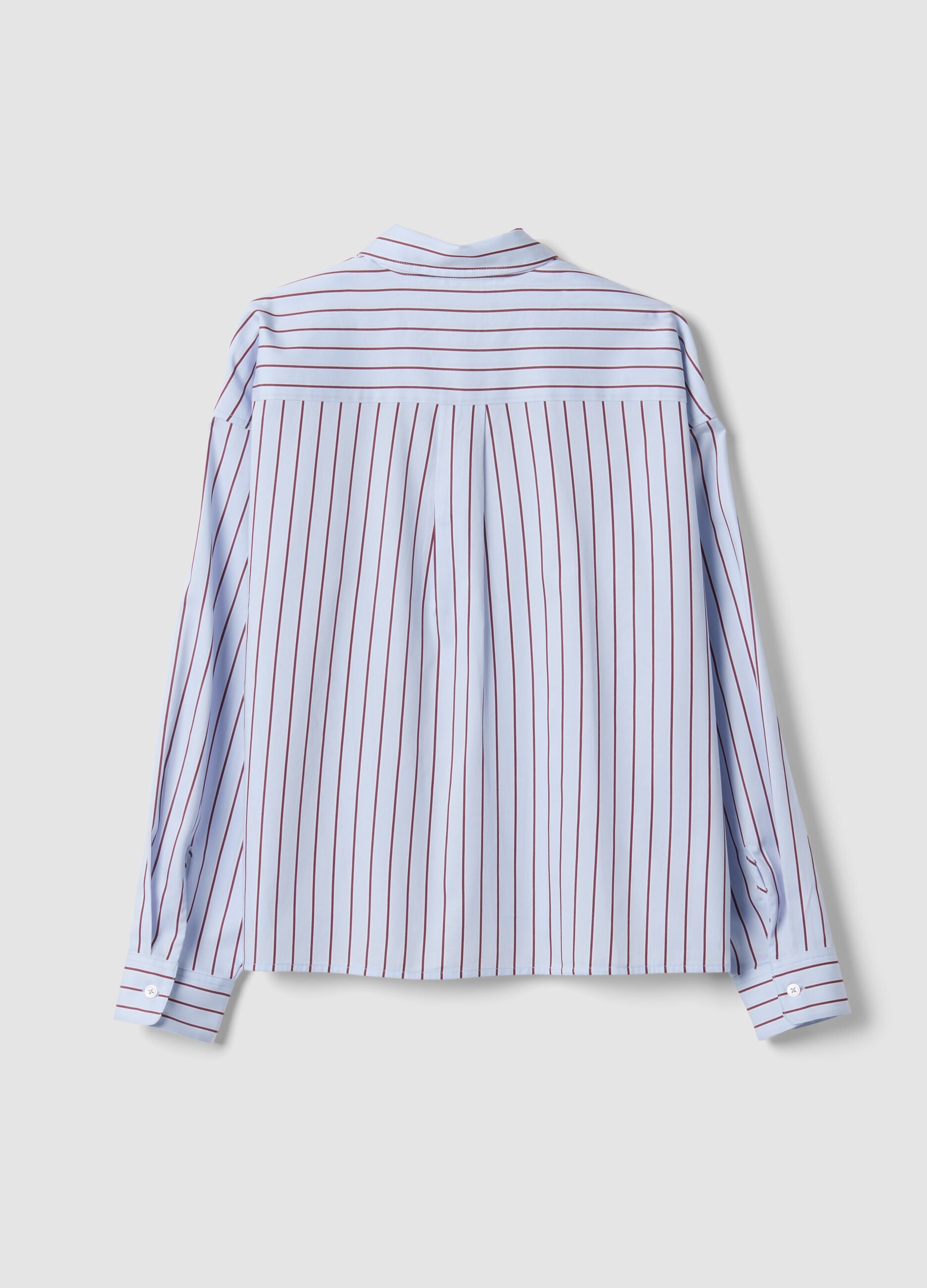 Camicia azzurra a righe in puro cotone regular fit