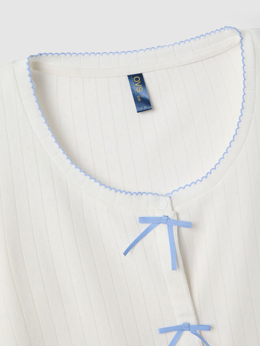 White pure cotton regular fit pyjama shirt with embroidery_5