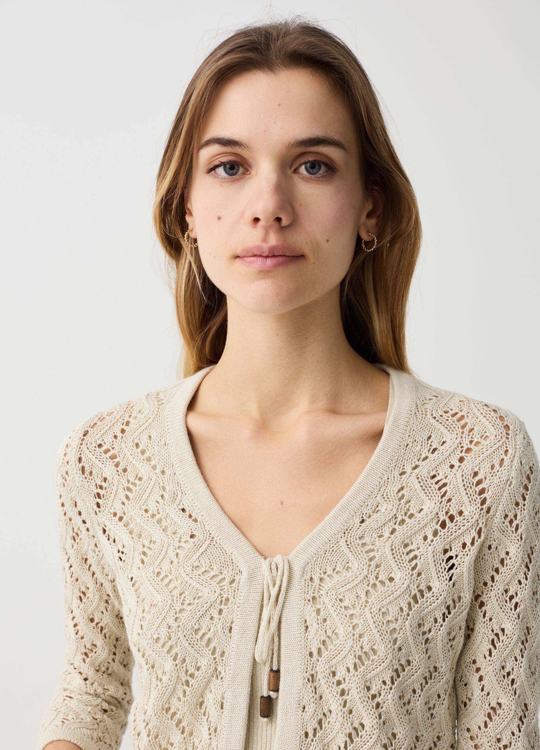 Cardigan cropped crochet in lurex