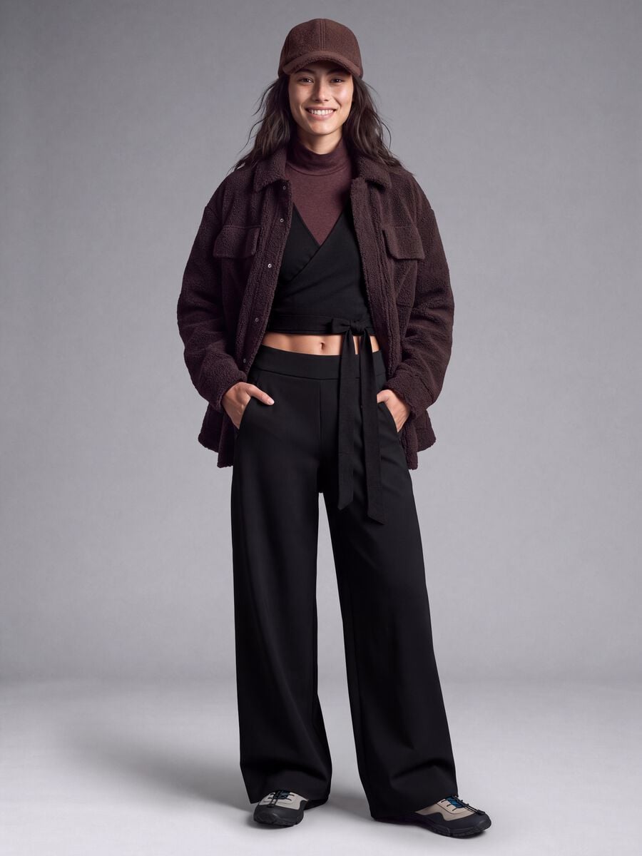 Schwarze Wide-Leg-Hose aus Stretchmaterial ALTAVIA STUDIO_0