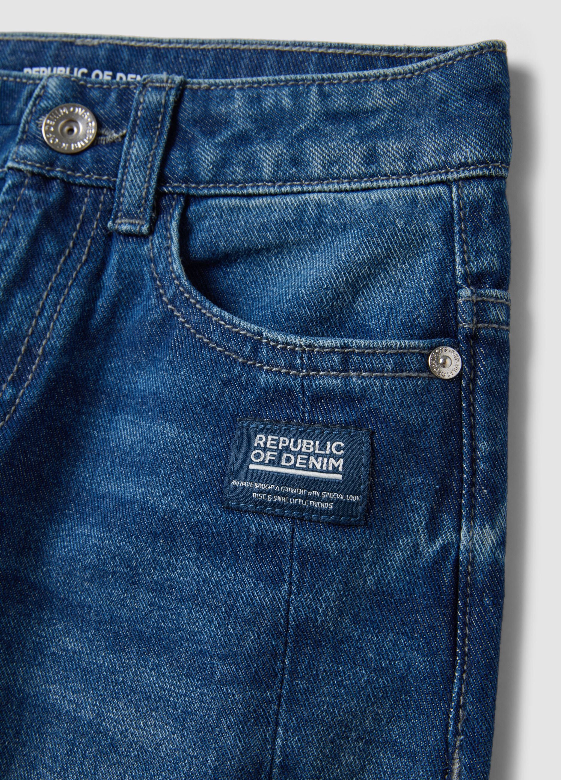 Jeans blu in puro cotone baggy fit per bambino