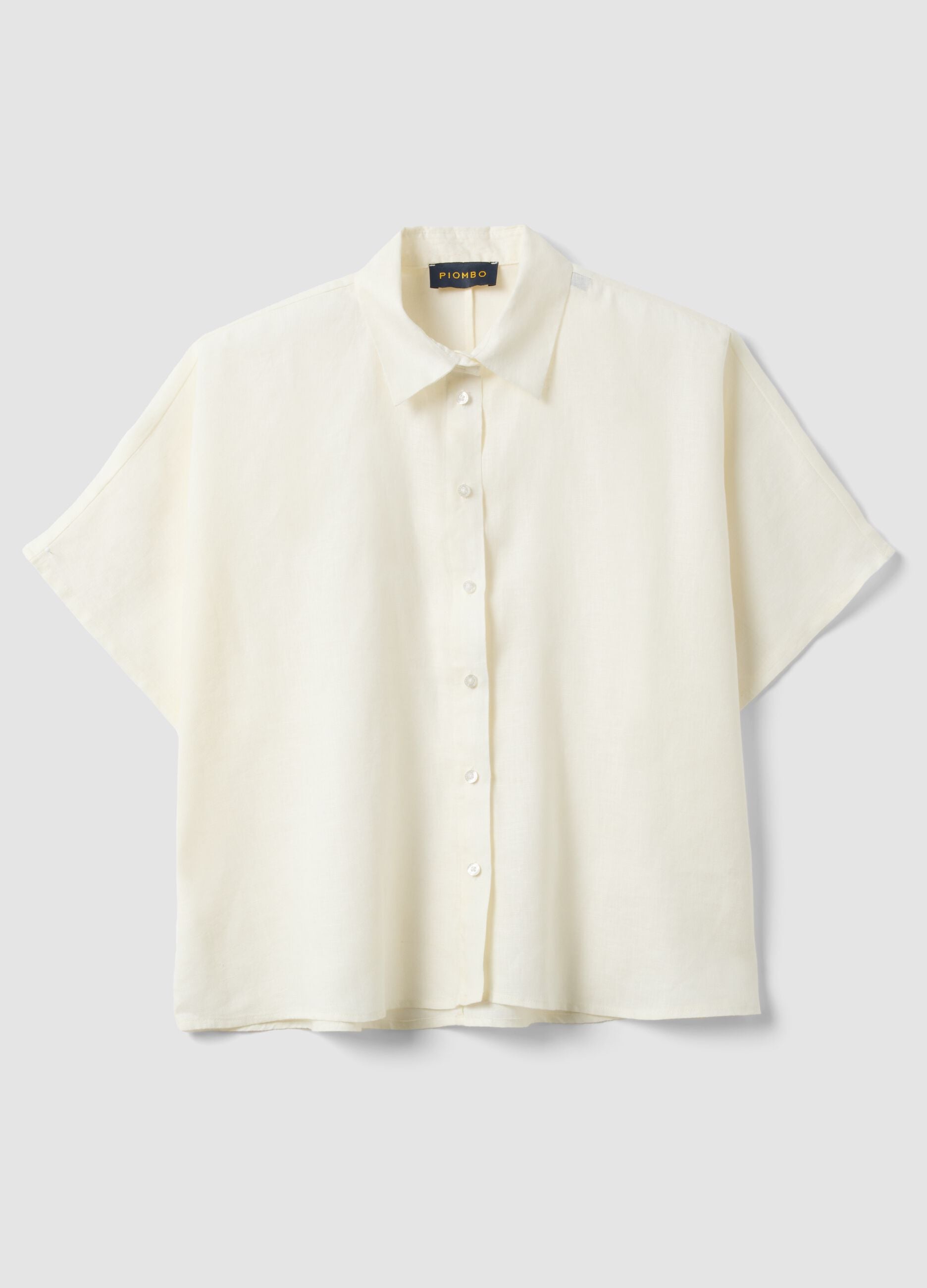 Camisa blanca de lino puro de corte regular