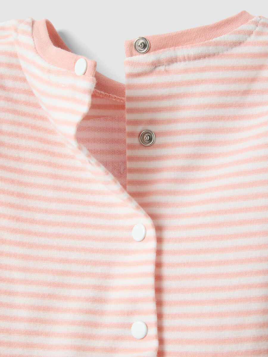 Multicolour striped pure cotton romper with embroidery for baby girls_3