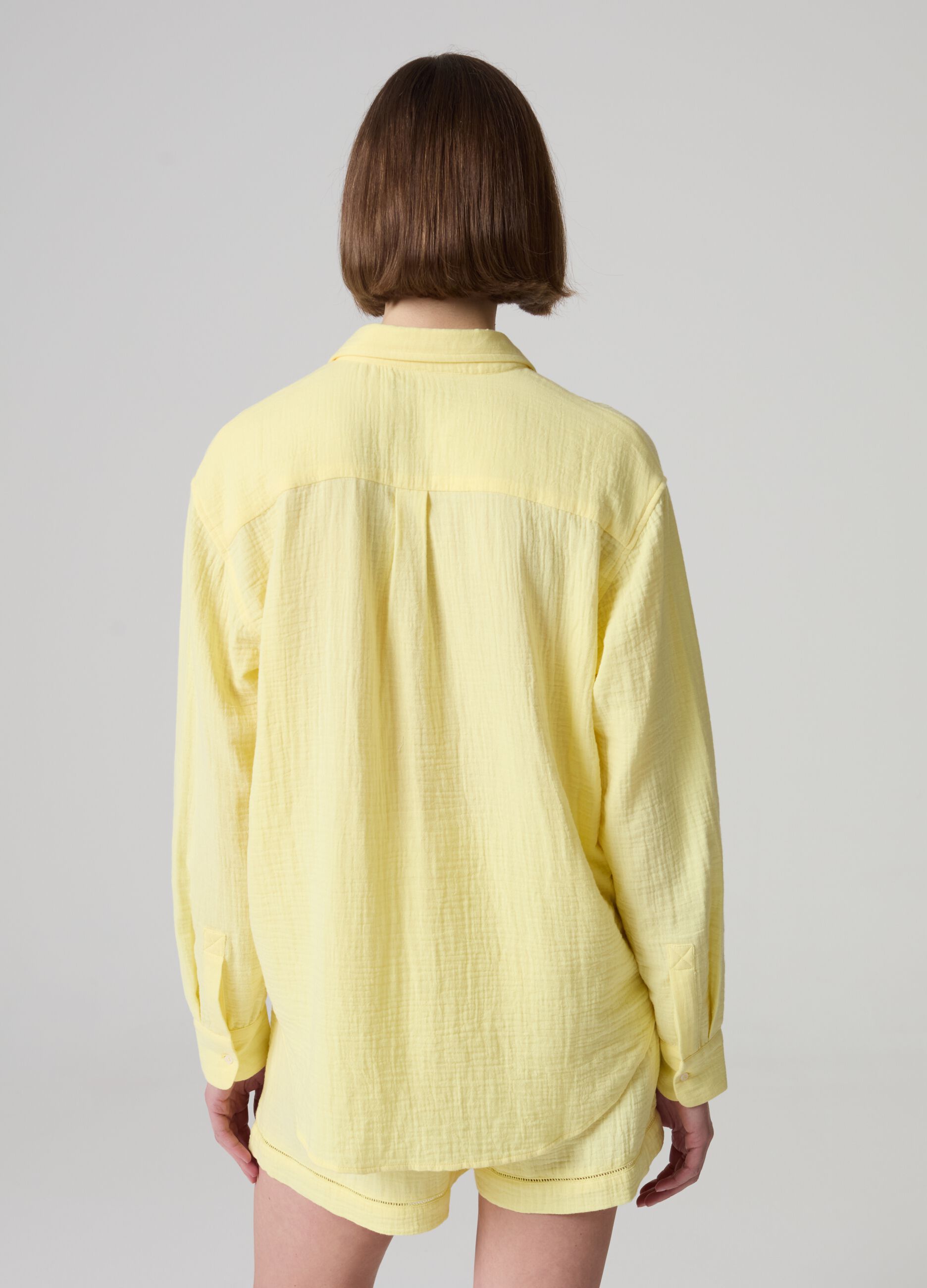 Relaxed-fit shirt in crinkle-effect gauze