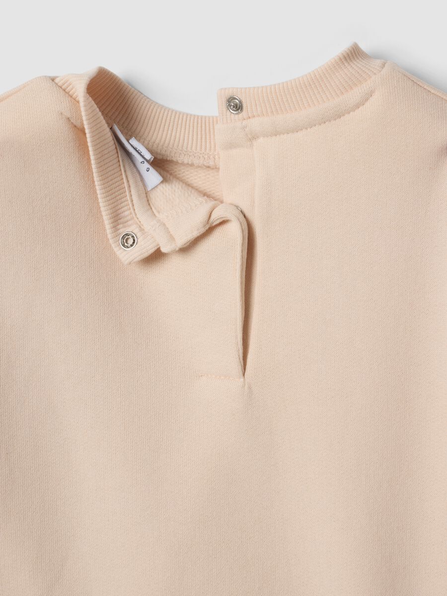 Pink organic cotton sweatshirt with floral embroidery, oversized fit_3