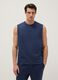 Blue regular fit cotton blend tank top_1