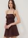 Brown pure cotton mini dress with thin straps, regular fit_0