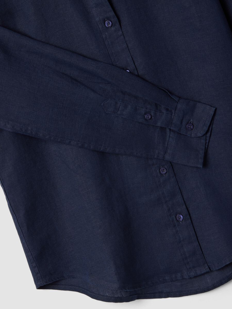 Regular Fit blaues Hemd aus reiner Leinen_5