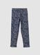 Leggings blu skinny in cotone organico elasticizzato con fantasia floreale_0