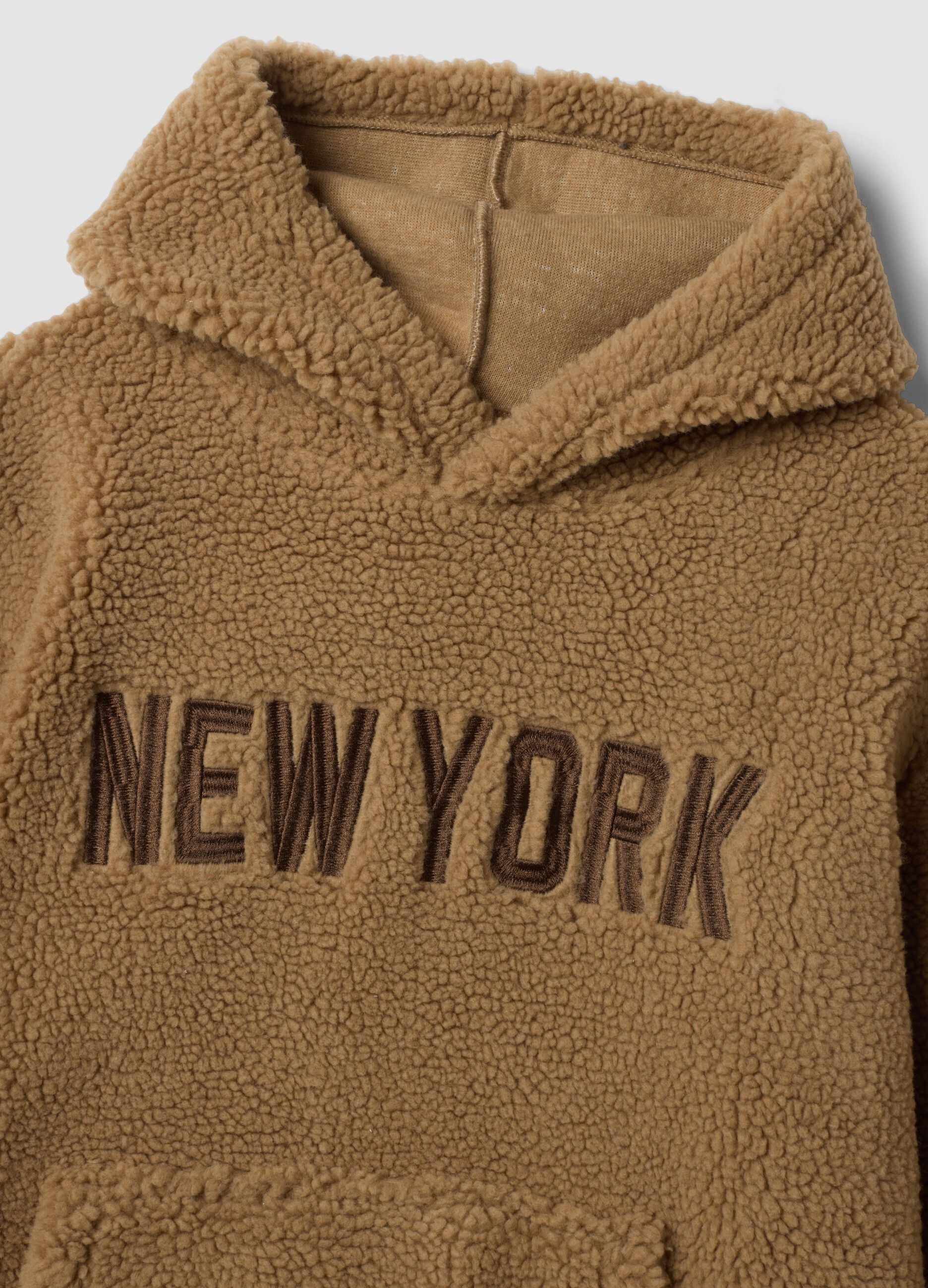 Light brown hooded sweatshirt, relaxed fit