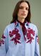 Camicia azzurra in popeline di puro cotone con ricami floreali regular fit_0