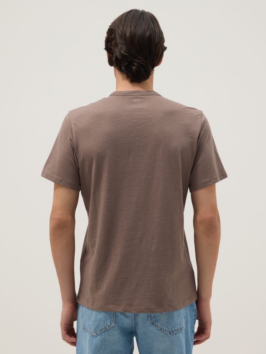 Brown pure cotton short sleeve regular fit T-shirt_2