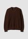 Brauner Pullover aus reiner Baumwolle mit tiefem V-Ausschnitt, Regular Fit_0
