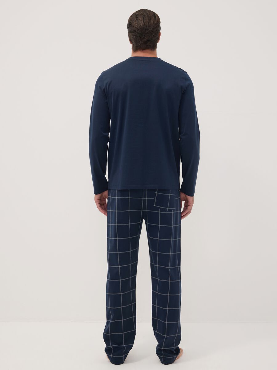 Pigiama blu notte in puro cotone organico con girocollo_3