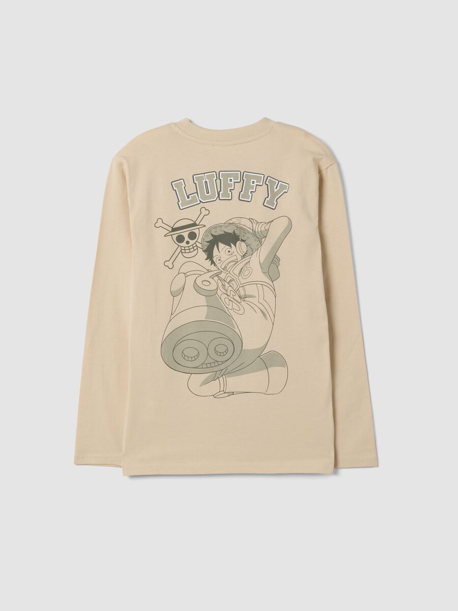 Sand pure cotton T-shirt with One Piece print, relaxed fit_2