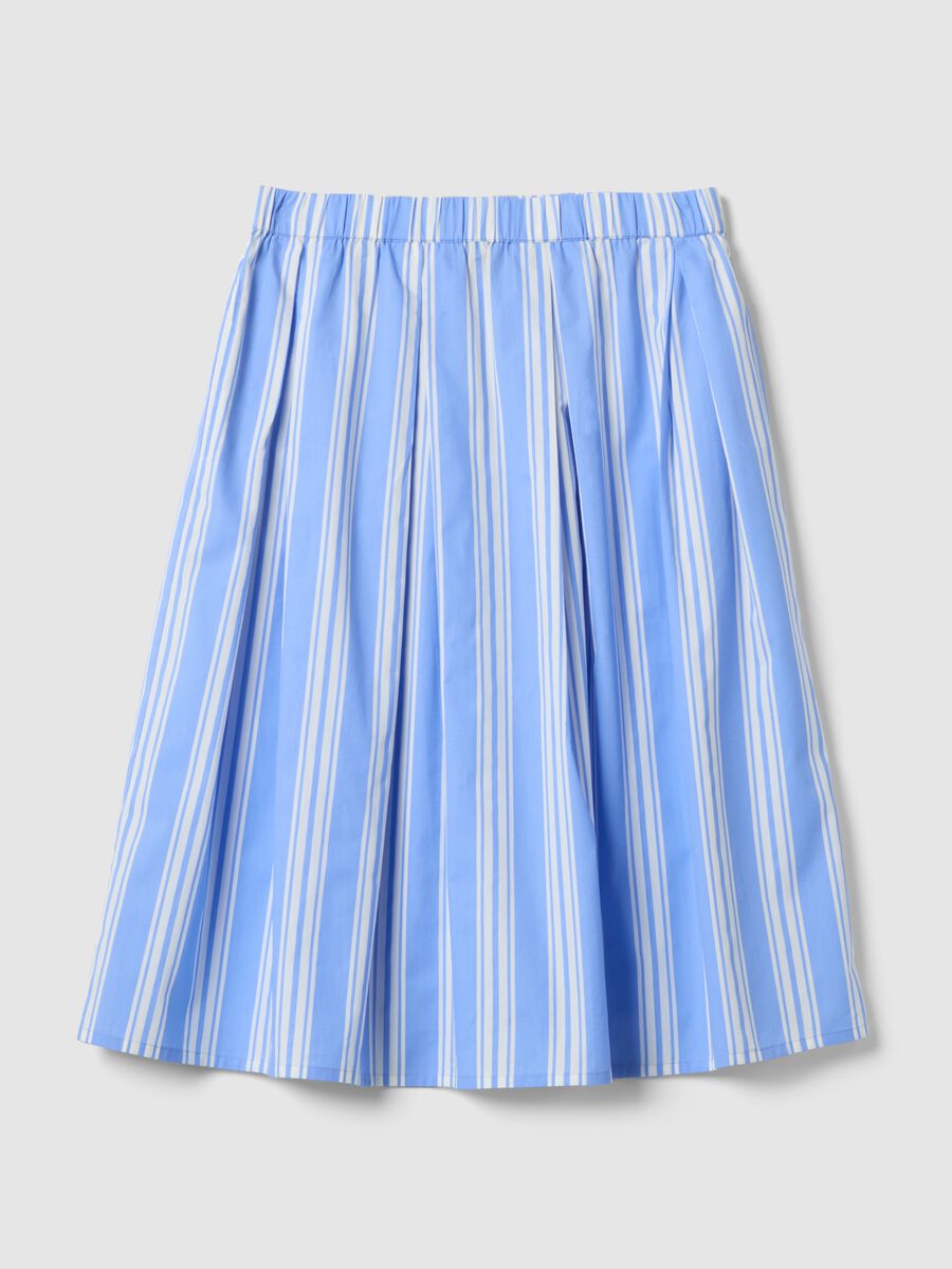 Saia midi azul &agrave;s riscas em algod&atilde;o puro_4