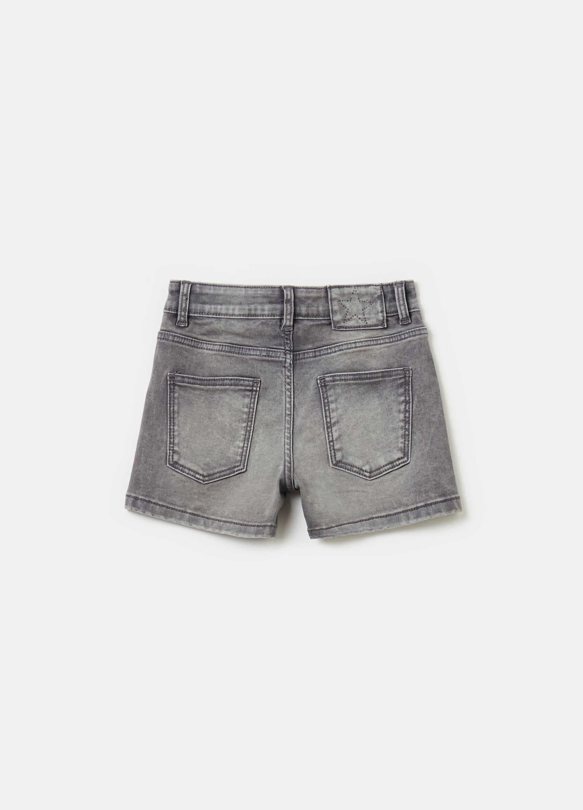 Denim shorts with diamantés and pockets