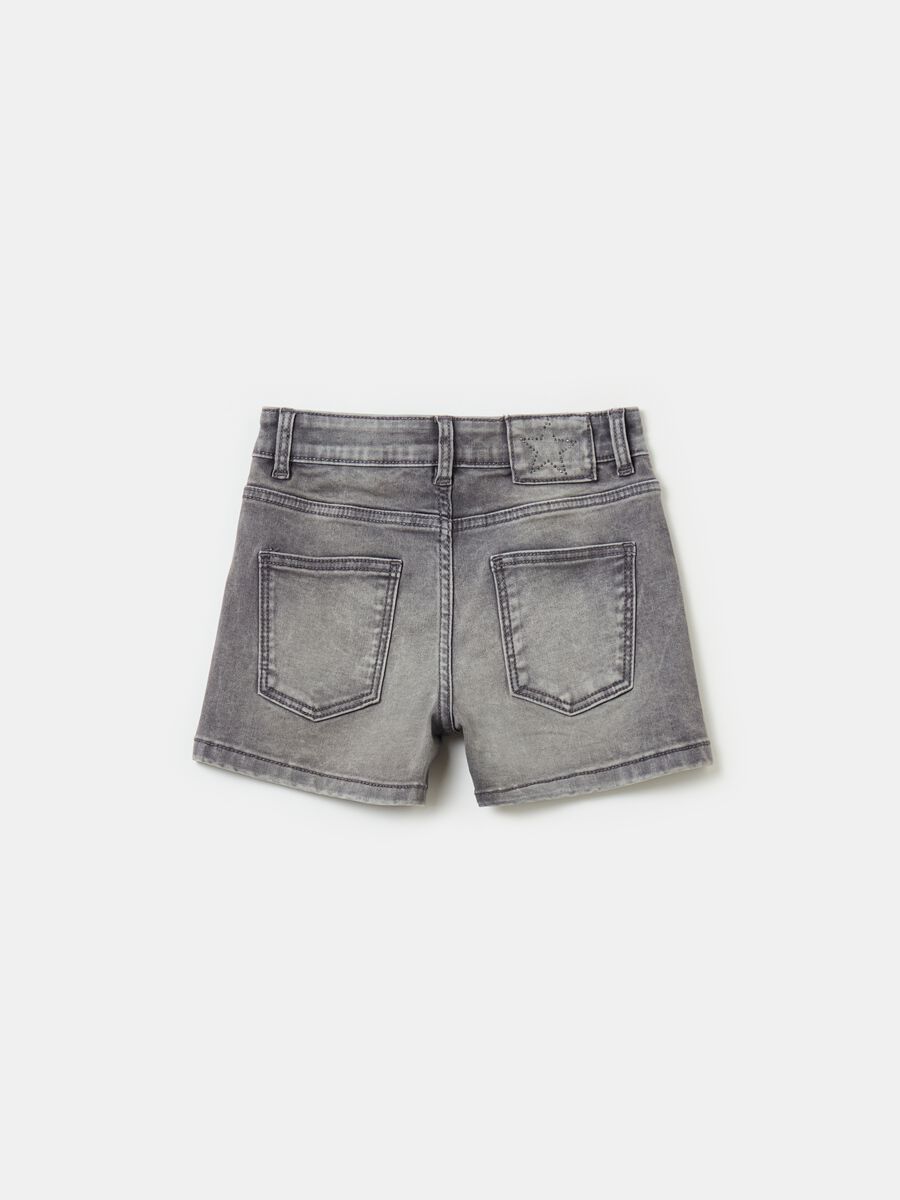 Denim shorts with diamantés and pockets_1