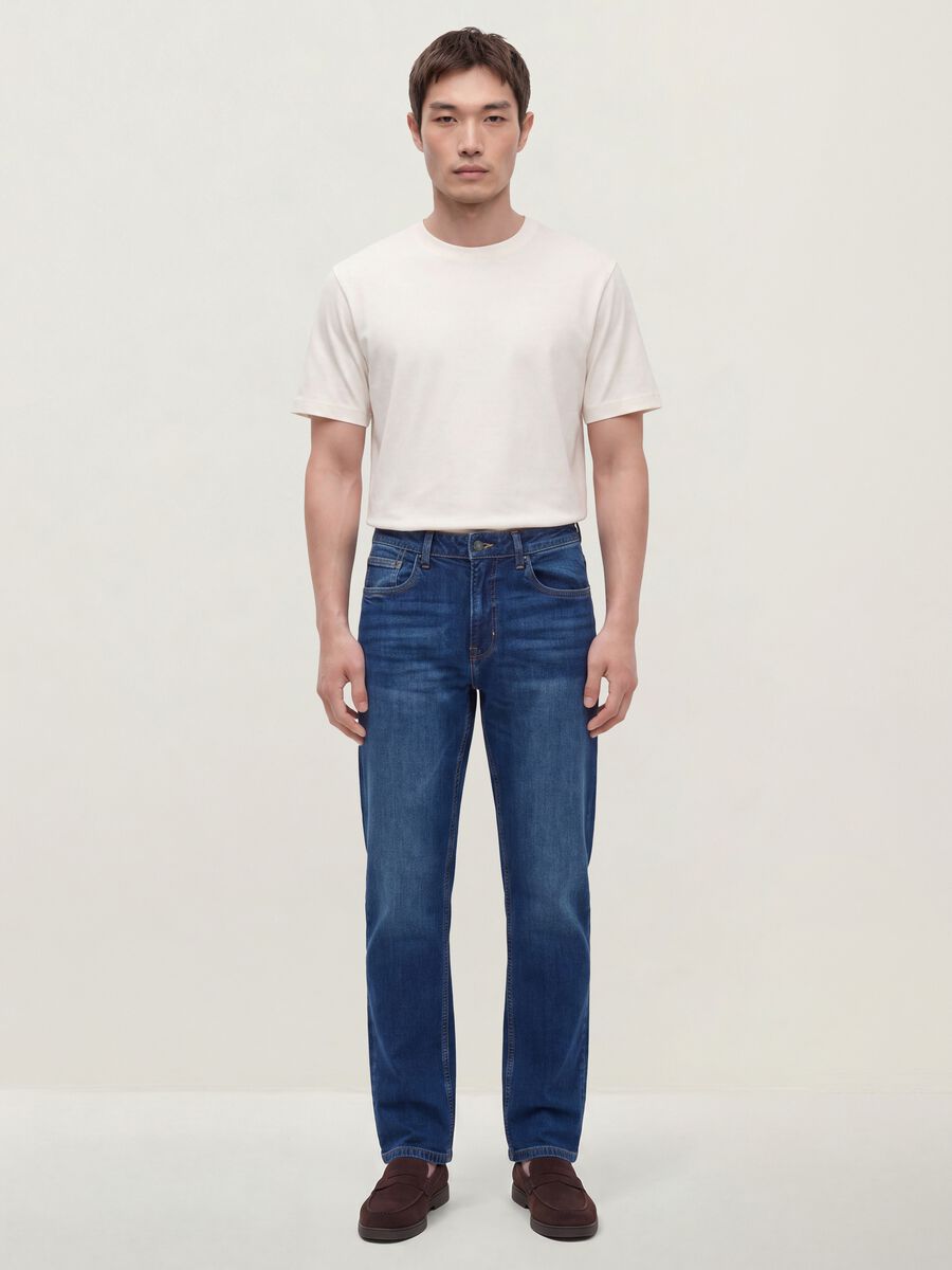 Blue comfort-fit stretch cotton jeans_0