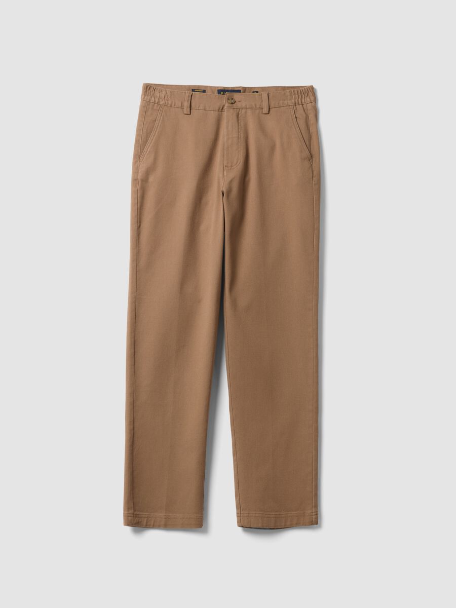 Brown stretch-cotton chino trousers, straight fit_4