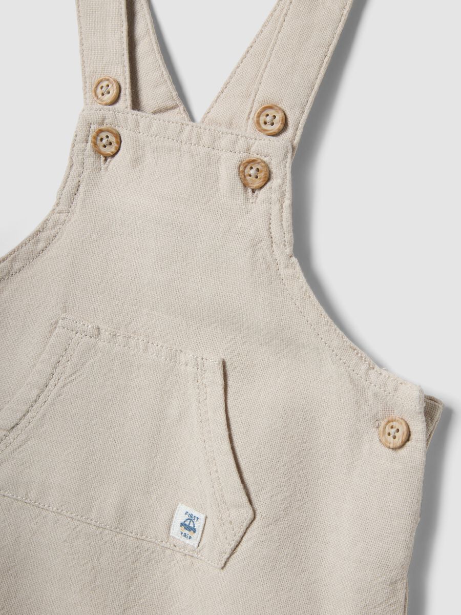 Beige cotton-linen blend baby dungarees regular fit_2