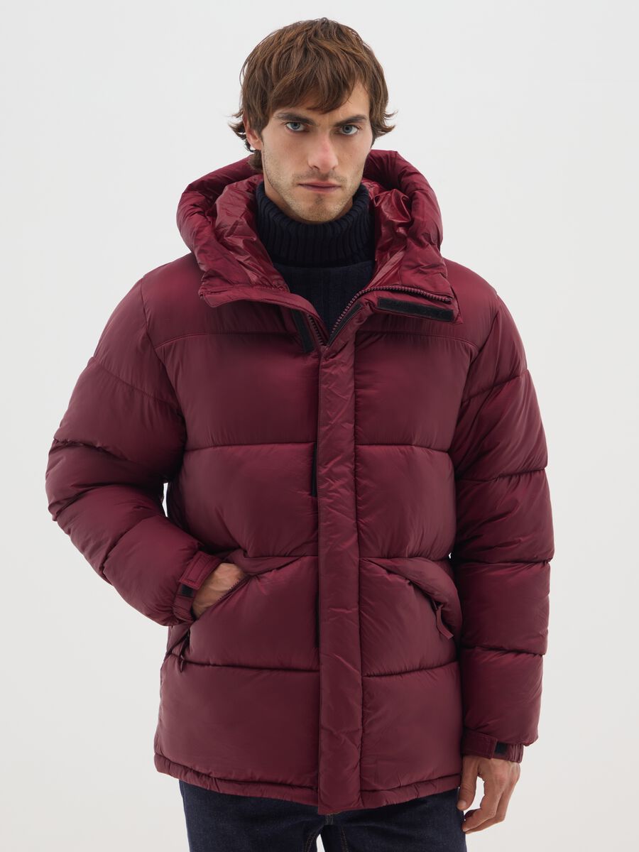 Burgundy The Iconic Puffer Jacket with Adjustable Hood_1