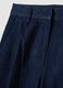 Wide-leg blue denim pure cotton trousers_5