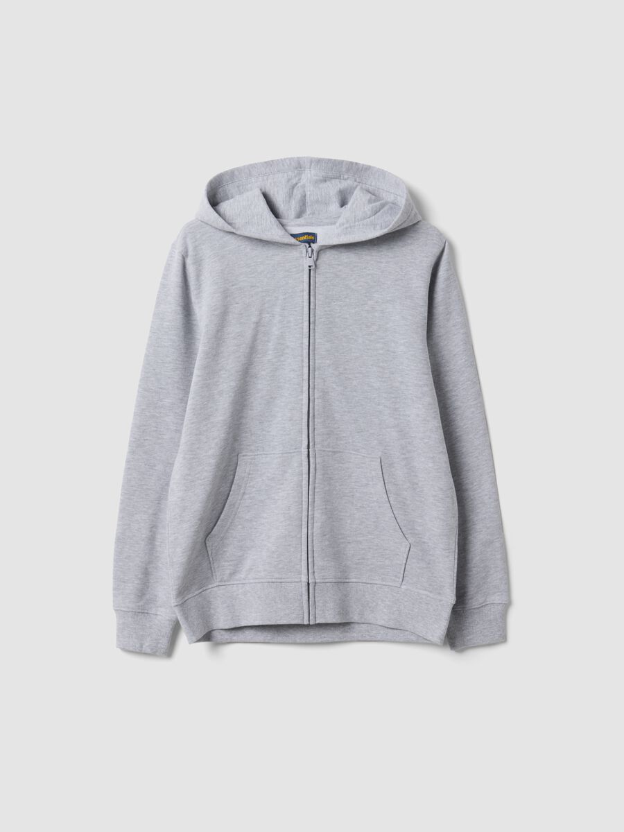 Grey hooded sweatshirt in 100% organic cotton, regular fit, for boys_0