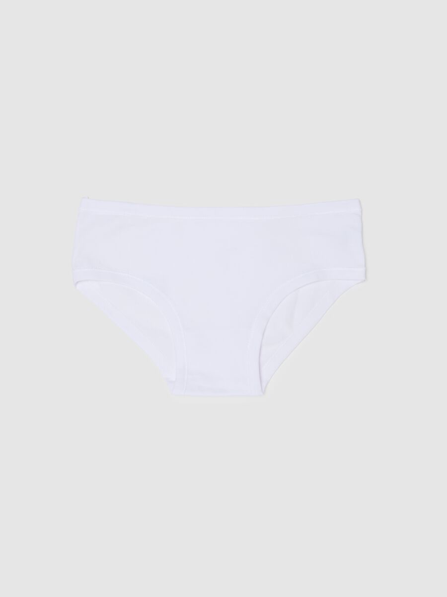 Girls' White Stretch Cotton Briefs_0