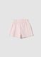 Girls&rsquo; pure cotton white and pink striped shorts with prints_1