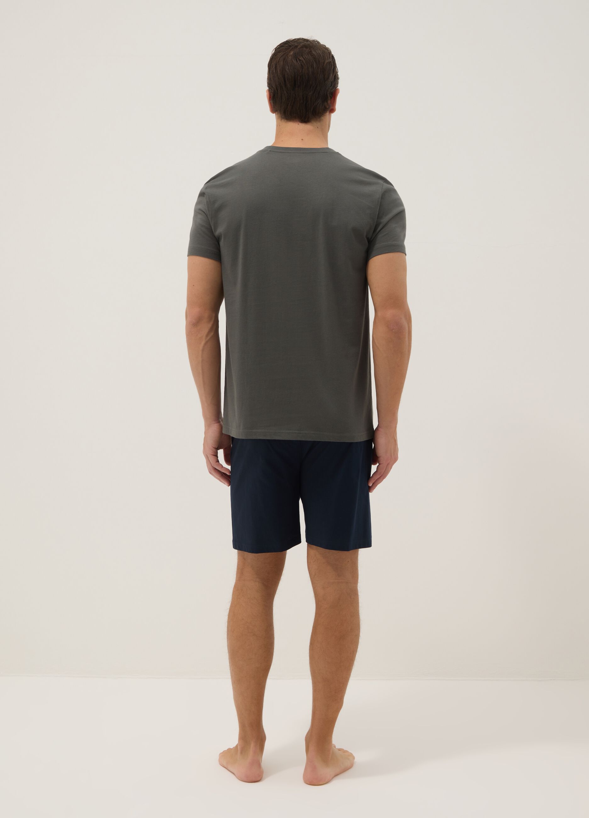 Multicoloured pure cotton short pyjamas with regular fit and V-neck