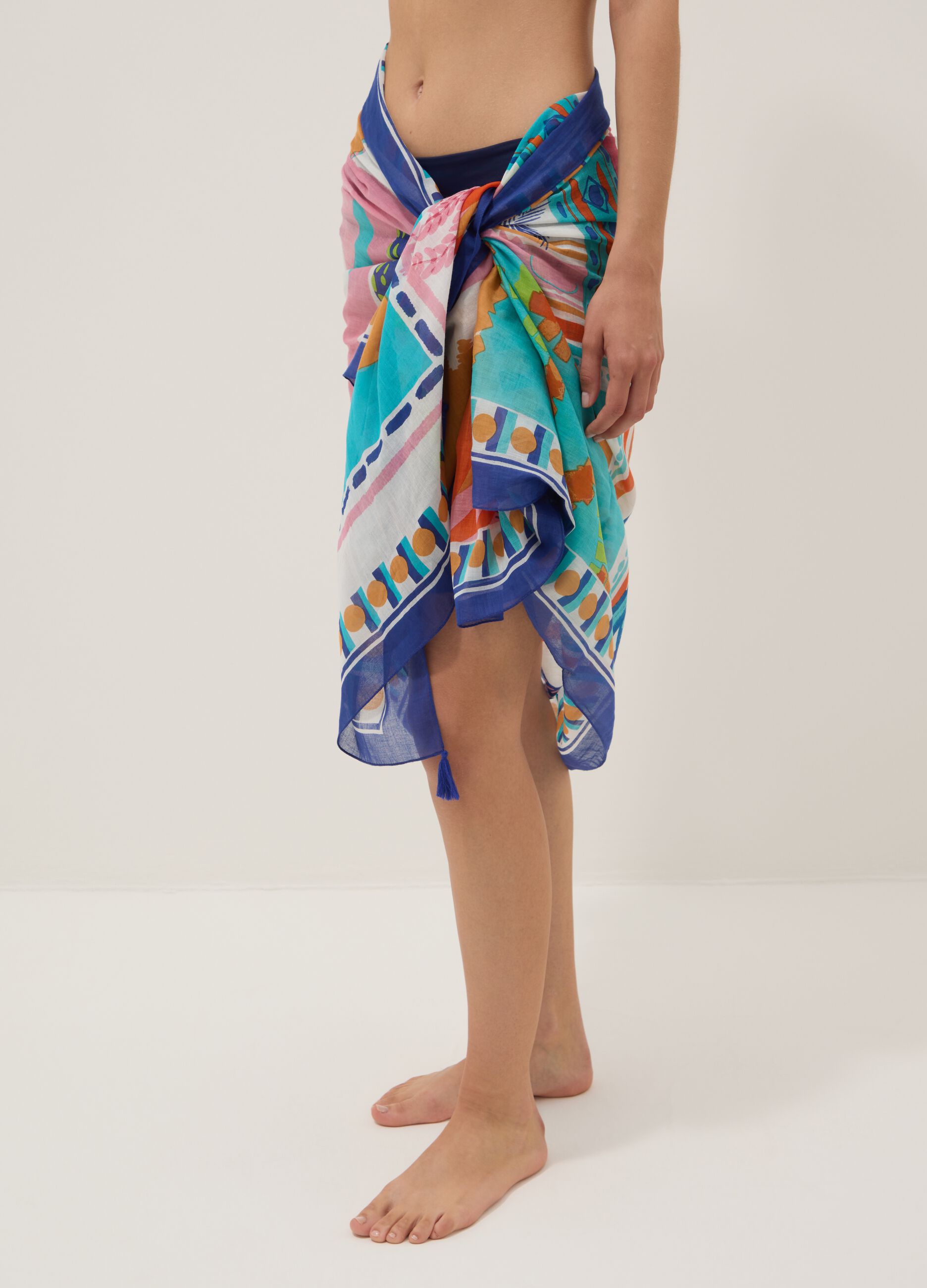 Multicoloured pure cotton pareo